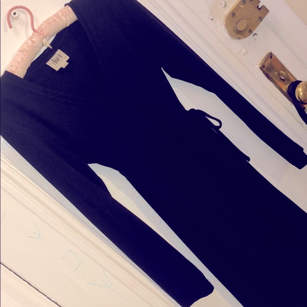 Basic faux wrap black maternity dress